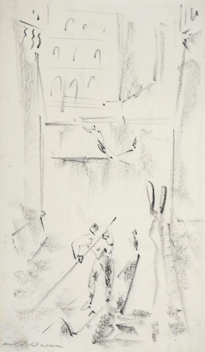 André MASSON : Venise, Gondoliers sur les canaux - Dessin original signé 2