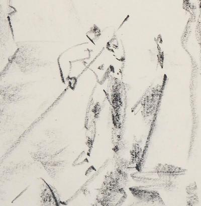 André MASSON : Venise, Gondoliers sur les canaux - Dessin original signé 2