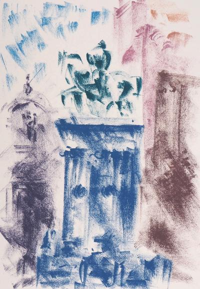 André MASSON : Statue Colleoni, le matin, Venise - Lithographie originale signée 2