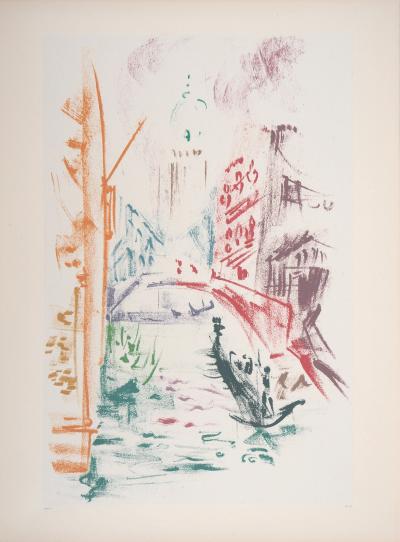 André MASSON : Canal au crépuscule, Venise - Lithographie originale signée 2