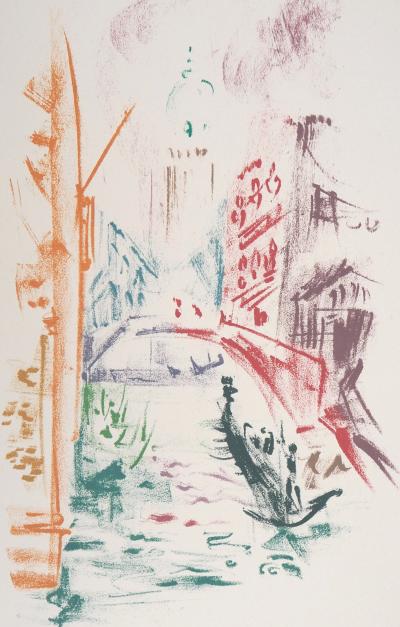 André MASSON : Canal au crépuscule, Venise - Lithographie originale signée 2