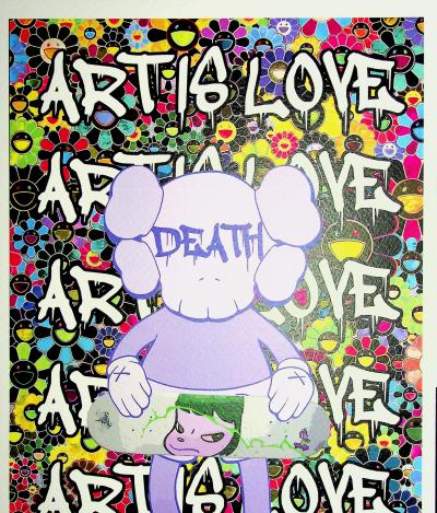 Death NYC - Murakami  X Kaws X Nara  - Sérigraphie originale signée 2