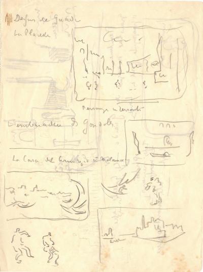 PAUL SIGNAC  - Venise - Dessin avec notes autographes 2