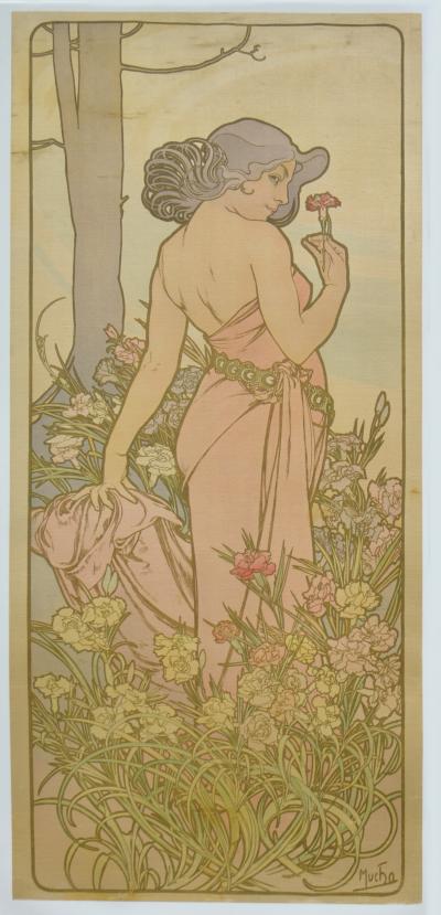 Alphonse Mucha : The Flowers : Carnation & Iris 1900. original lithograph 2