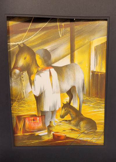 Raymond POULET - Les Vieux métiers : le vétérinaire, 1975 -  Lithographie originale signée au crayon 2