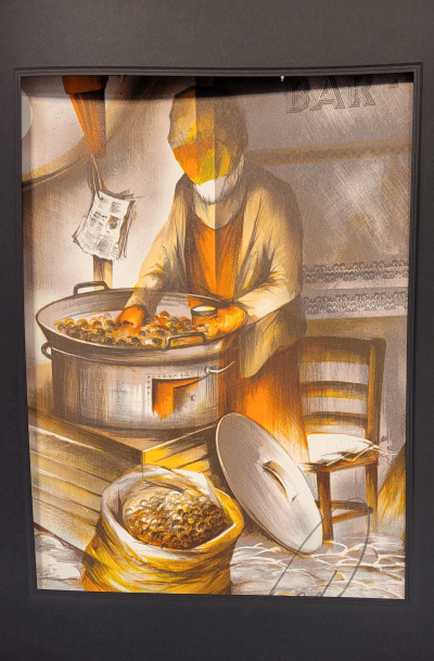 Raymond POULET - Les Vieux Métiers - Le Marchand de Marrons, 1975 - Lithographie originale signée 2