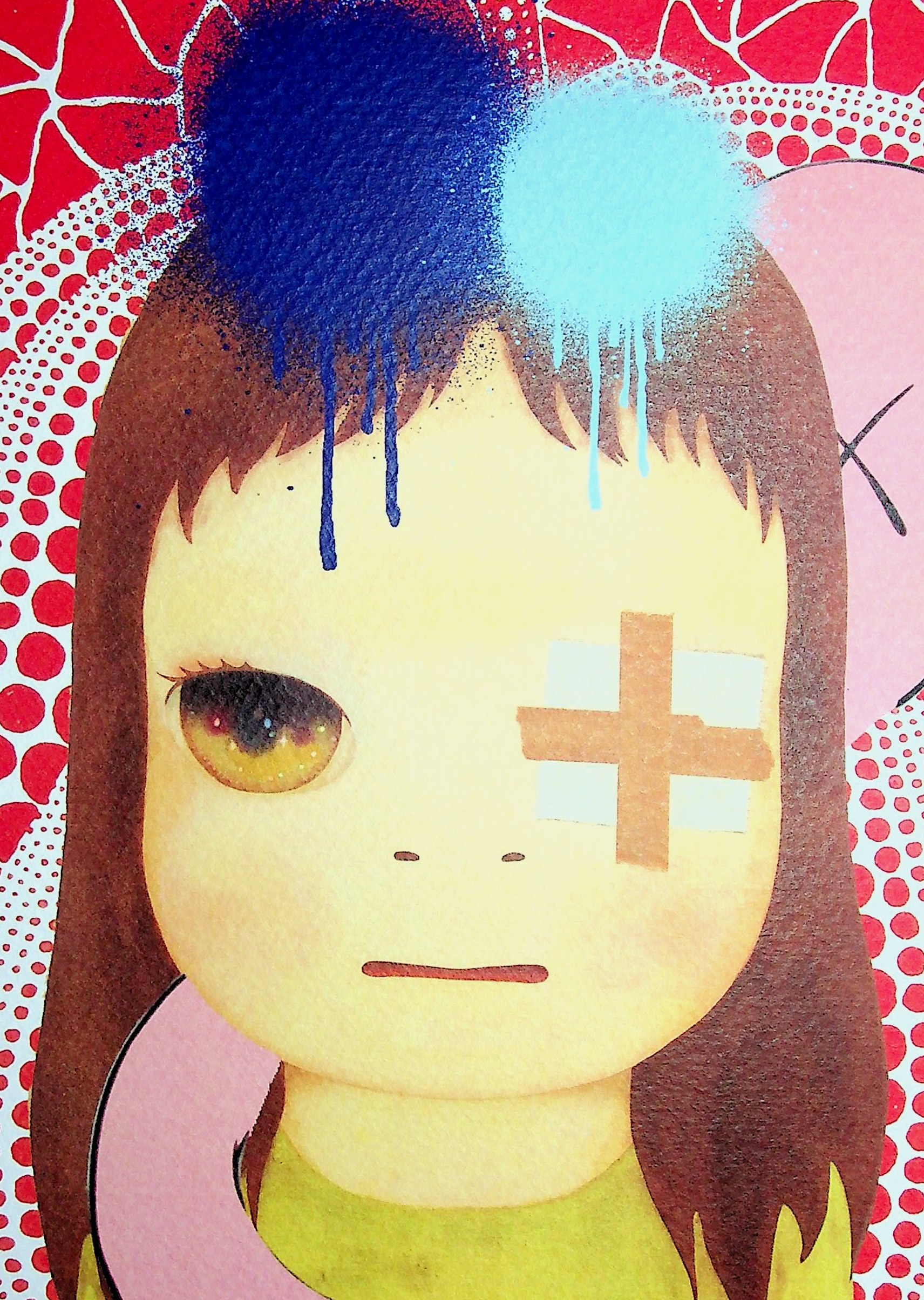 Death NYC Nara con un blocchetto Serigrafia originale firmata Graffiti, Murale, Street art