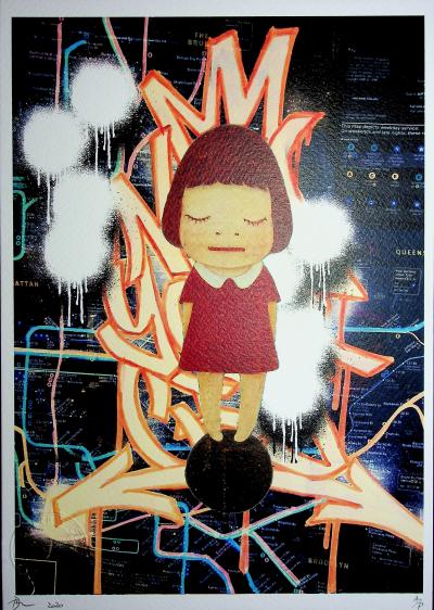 Death NYC - Nara with a crown behind her - Sérigraphie originale signée 2