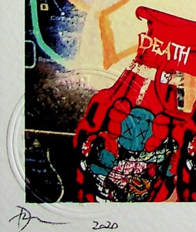 Death NYC - Girl with a Kaws head with a AK-47 - Original signed screenprint 2