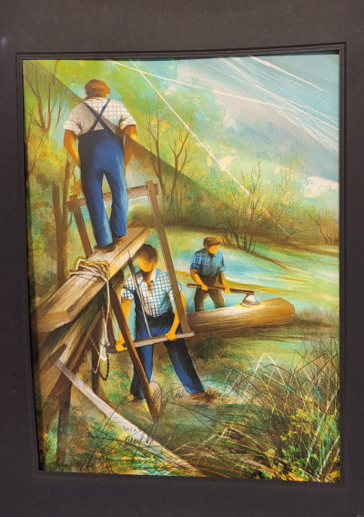Raymond POULET - Les Vieux Métiers - Le Scieur de Long, 1975 - Lithographie originale signée au crayon 2