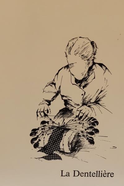 Raymond POULET - Les Vieux Métiers - La Dentellière, 1975 - Lithographie originale signée au crayon 2