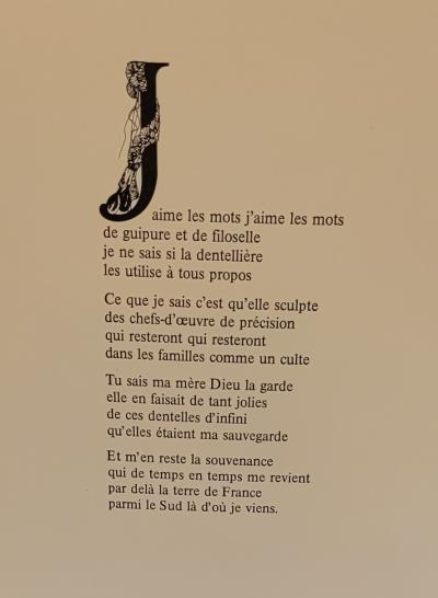 Raymond POULET - Les Vieux Métiers - La Dentellière, 1975 - Lithographie originale signée au crayon 2