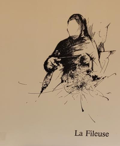 Raymond POULET - Les Vieux Métiers - La Fileuse, 1975 - Lithographie originale signée au crayon 2