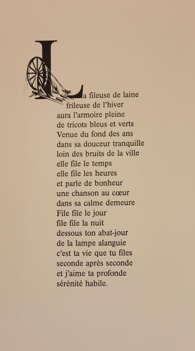 Raymond POULET - Les Vieux Métiers - La Fileuse, 1975 - Lithographie originale signée au crayon 2