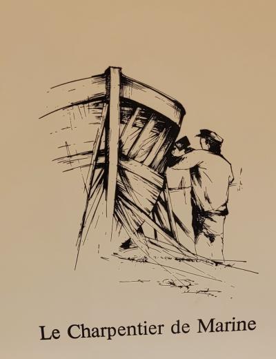 Raymond POULET - Les Vieux Métiers - Le Charpentier de Marine, 1975 - Lithographie originale signée au crayon 2