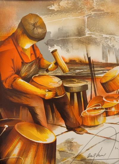 Raymond POULET - Les Vieux Métiers - Le Chaudronnier, 1975 - Lithographie originale signée 2
