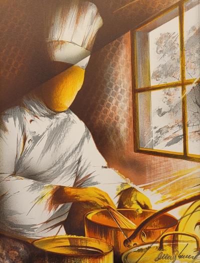 Raymond POULET - Les Vieux Métiers - Le Cuisinier, 1975 - Lithographie originale signée 2