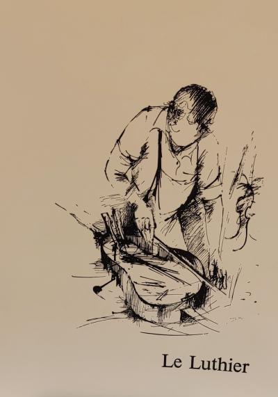 Raymond POULET - Les Vieux Métiers - Le Luthier, 1975 - Lithographie originale signée 2