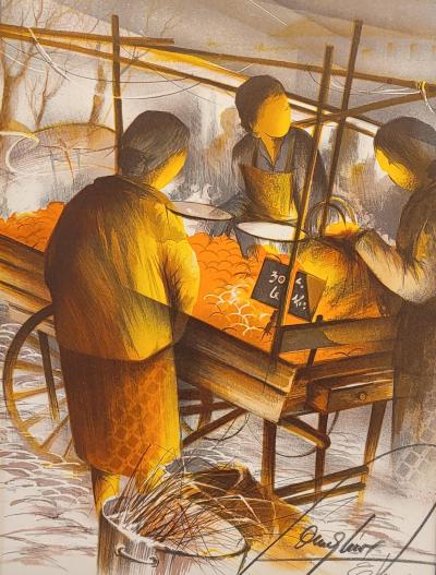 Raymond POULET - Les Vieux Métiers - Le Marchand des quatre saisons, 1975 - Lithographie originale signée 2