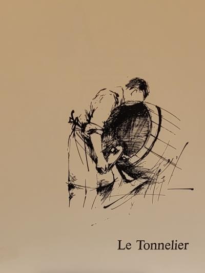 Raymond POULET - Les Vieux métiers : le tonnelier, 1975 -  Lithographie originale signée au crayon 2
