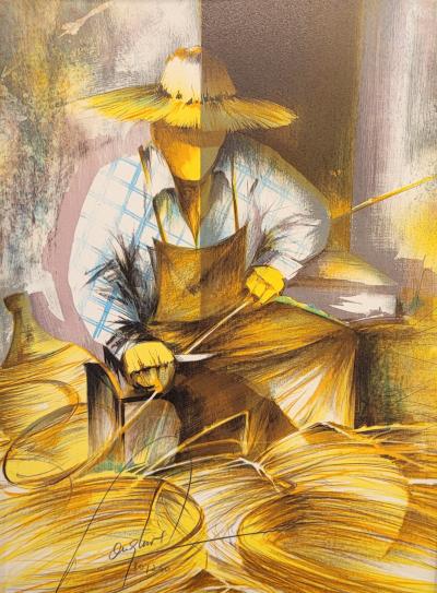 Raymond POULET - Les Vieux métiers : le vannier, 1975 -  Lithographie originale signée au crayon 2