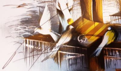 Raymond POULET - Les Vieux Métiers - L’Oiseleur, 1975 - Lithographie originale signée au crayon 2