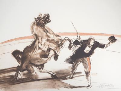 Claude WEISBUCH : La révérence, Le monsieur loyal et le cheval, 1983 - Lithographie Originale Signée 2