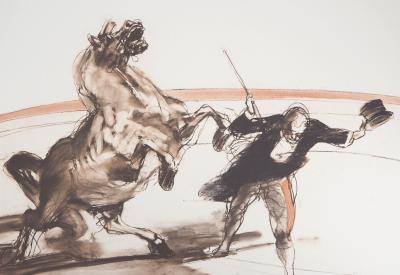 Claude WEISBUCH : La révérence, Le monsieur loyal et le cheval, 1983 - Lithographie Originale Signée 2