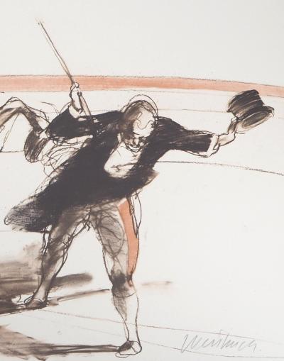 Claude WEISBUCH : La révérence, Le monsieur loyal et le cheval, 1983 - Lithographie Originale Signée 2