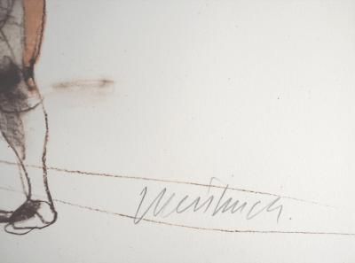 Claude WEISBUCH : La révérence, Le monsieur loyal et le cheval, 1983 - Lithographie Originale Signée 2