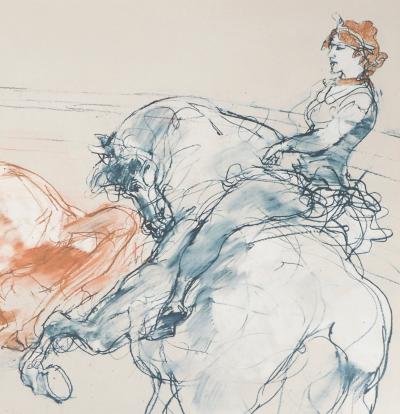 Claude WEISBUCH : La princesse et ses chevaux, 1983 - Lithographie Originale Signée 2