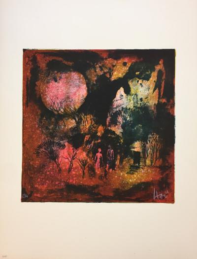 Lebadang - Le rendez-vous sous la lune - Lithographie signée au crayon au crayon 2