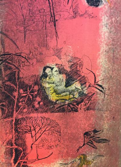 Lebadang - Deux personnages  - Lithographie signée au crayon au crayon 2