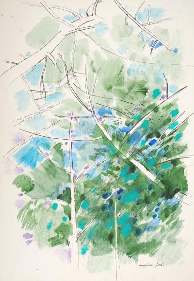 Maurice GENIS : Sous l’ombre de l’arbre - Aquarelle, gouache et encre originale signée 2