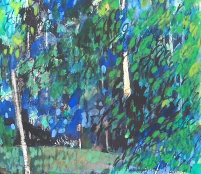Maurice GENIS : Forêt tropicale impressionniste - Aquarelle, gouache et encre originale signée 2