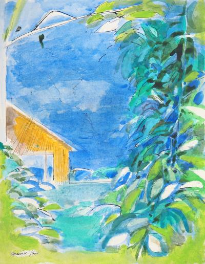 Maurice GENIS : Maison de campagne -  Aquarelle, gouache et encre originale signée 2