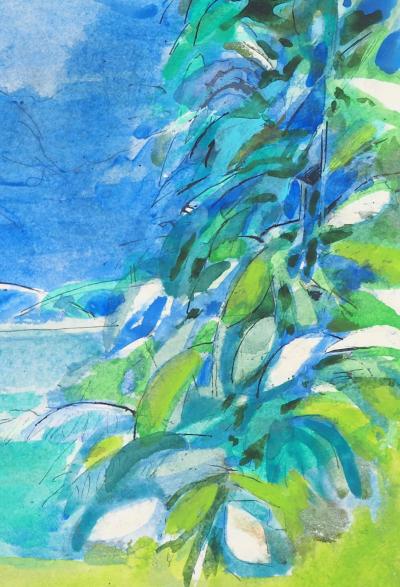 Maurice GENIS : Maison de campagne -  Aquarelle, gouache et encre originale signée 2