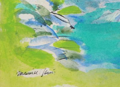 Maurice GENIS : Maison de campagne -  Aquarelle, gouache et encre originale signée 2