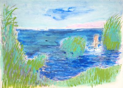 Maurice GENIS : Au pêcheur normand -  Aquarelle, gouache et encre originale signée 2