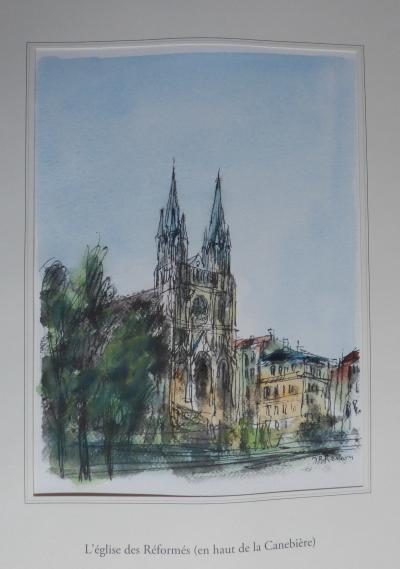 Jean Pierre REMON - L’Eglise des Réformés, 2010 - Aquarelle originale signée 2