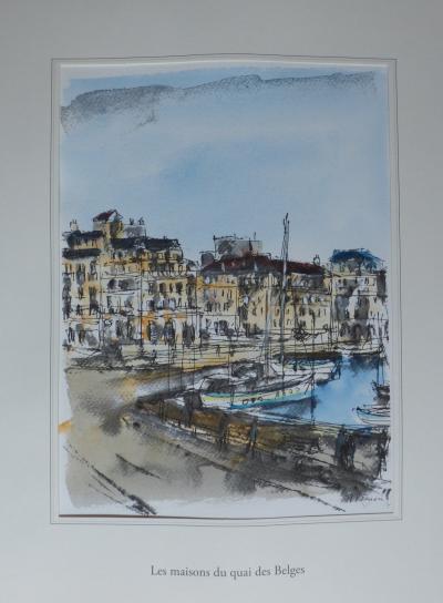 Jean Pierre REMON - Les maisons du quai des Belges, 2010 - Aquarelle originale signée 2
