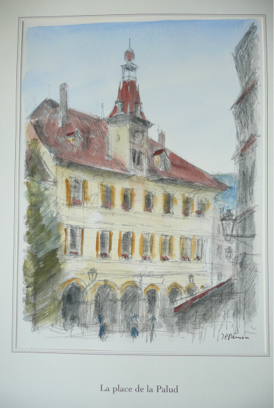 Jean Pierre REMON - La place de la Palud, 2008 - Aquarelle signée 2