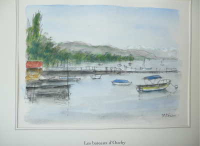 Jean Pierre REMON - Les bateaux d’Ouchy, 2008 - Aquarelle originale signée 2