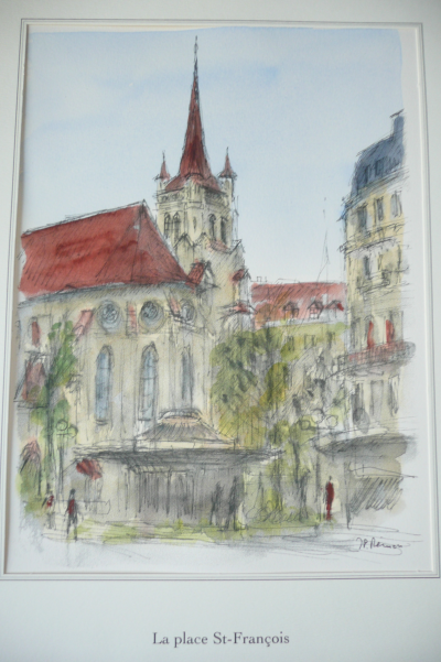 Jean Pierre REMON - La place Saint-Francois, 2008 - Aquarelle signée 2