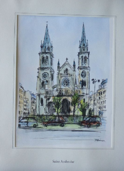 Jean Pierre REMON - Saint Ambroise, 2010 - Aquarelle signée 2