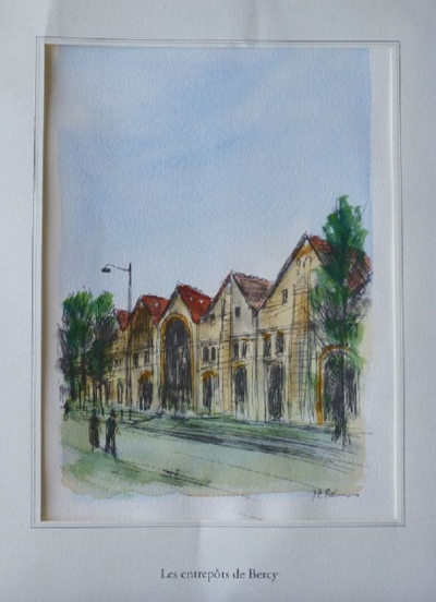 Jean Pierre REMON - Les entrepôts de Bercy, 2010 - Aquarelle signée 2
