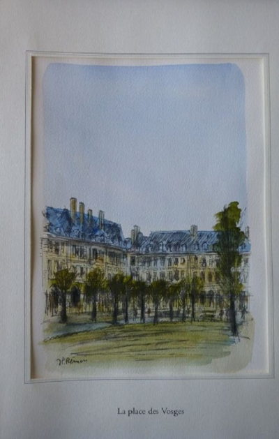 Jean Pierre REMON - La Place des Vosges, 2010 - Aquarelle signée 2