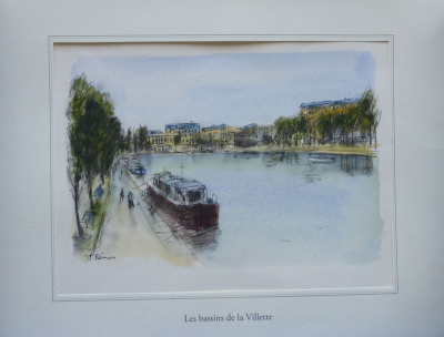 Jean Pierre REMON - Les Bassins de la Villette, 2010 - Aquarelle signée 2