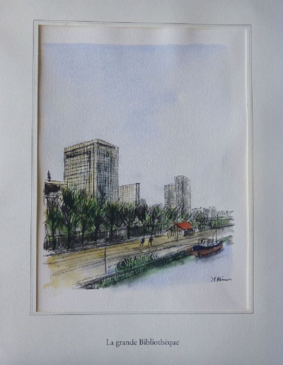 Jean Pierre REMON - La Grande Bibliothèque, 2010 - Aquarelle signée 2