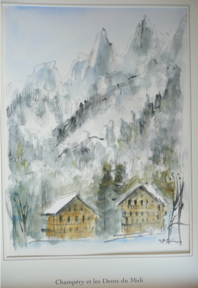 Jean Pierre REMON - Champéry et les Dents du Midi, 2008 - Aquarelle signée 2